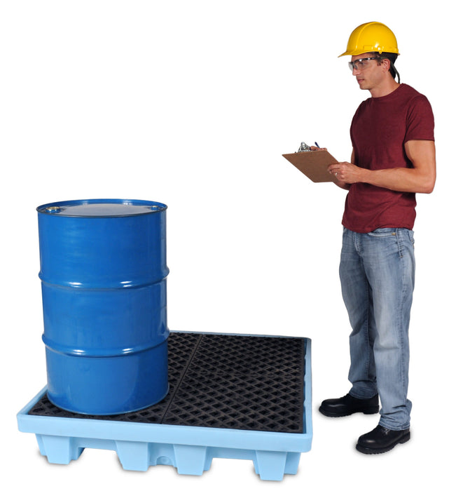 Spill Pallet P4 Fluorinated, Light Blue, Nestable Model, No Drain Part #1233