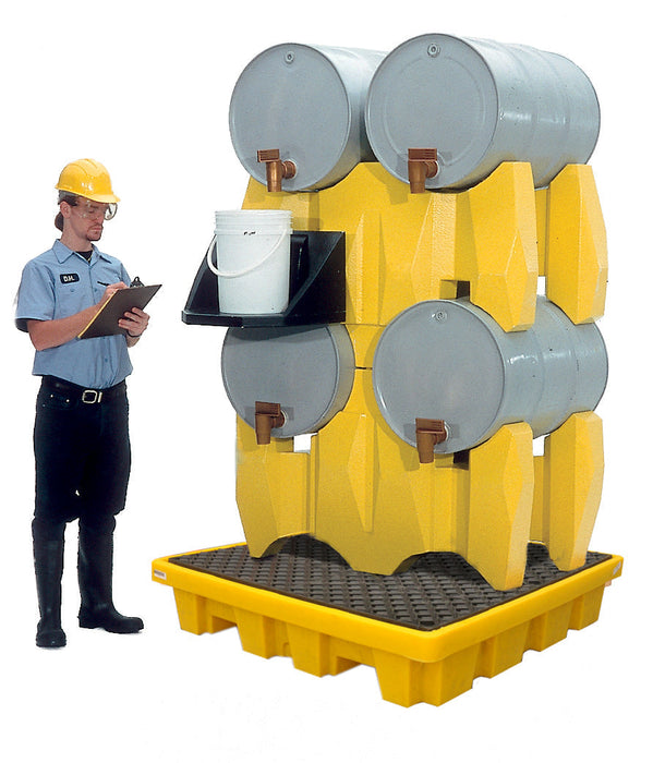 Drum Rack, 4-Drum System, With Drain, Yellow Part #2381