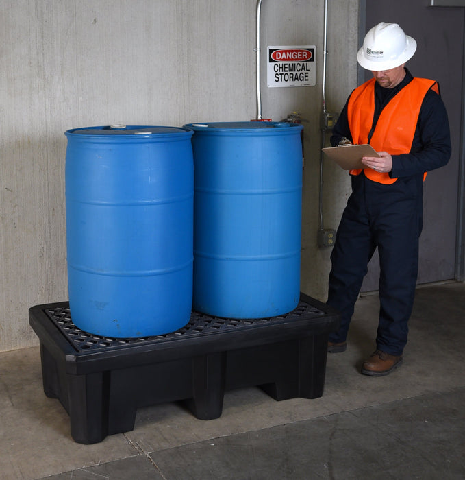 Spill Pallet P4 Economy Model, With Drain, Black Part #1113