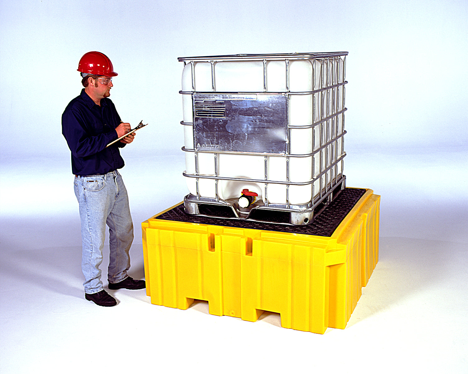 UltraTech IBC Spill Pallet Plus with an IBC tote for secondary containment