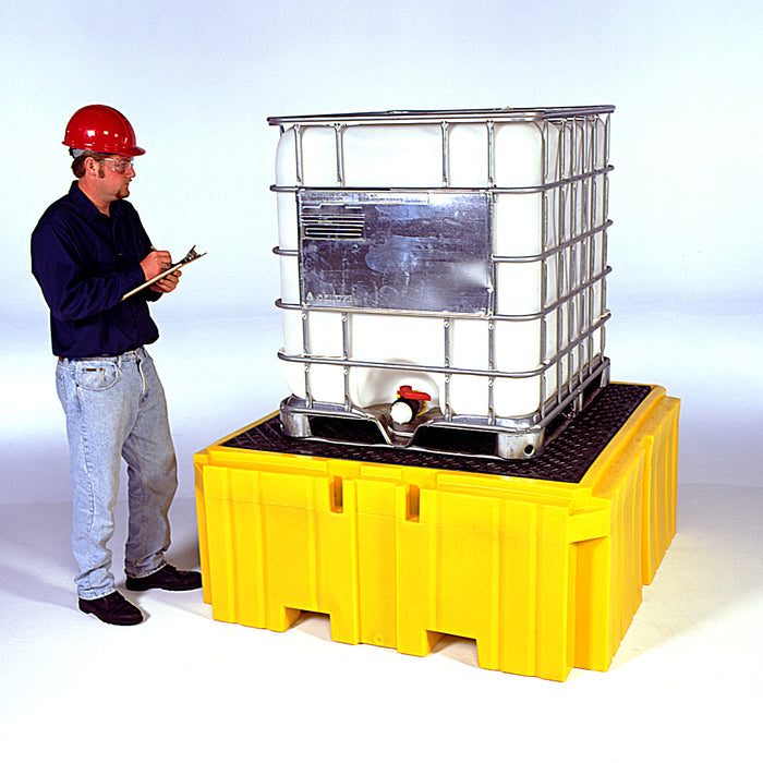 UltraTech IBC Spill Pallet Plus with an IBC tote for secondary containment