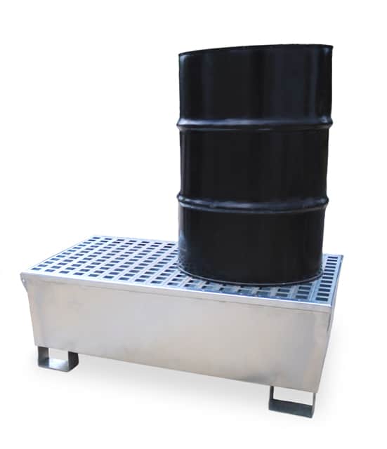 UltraTech Ultra-Steel 2 drum spill pallet, part 1180, with a 55 gallon drum