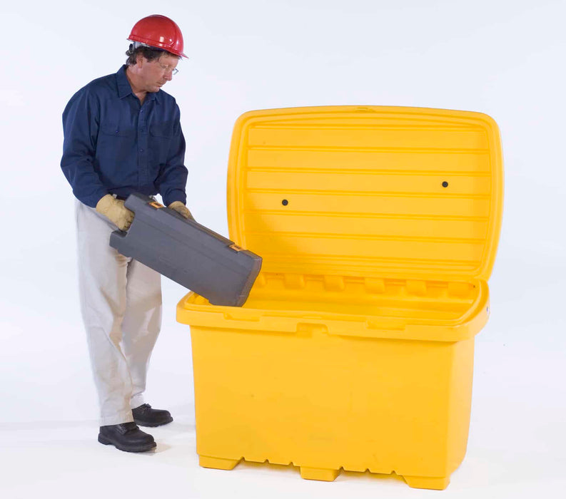 Utility Box, 15 cubic foot capacity,  5" hard wheels , Yellow Part #0865