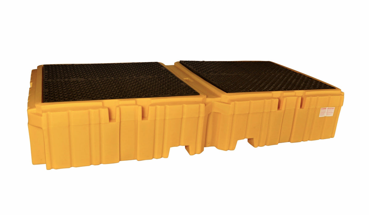 Ultra-Twin IBC Spill Pallet With Drain, 1 Bucket Shelf (Right) - Part #1145
