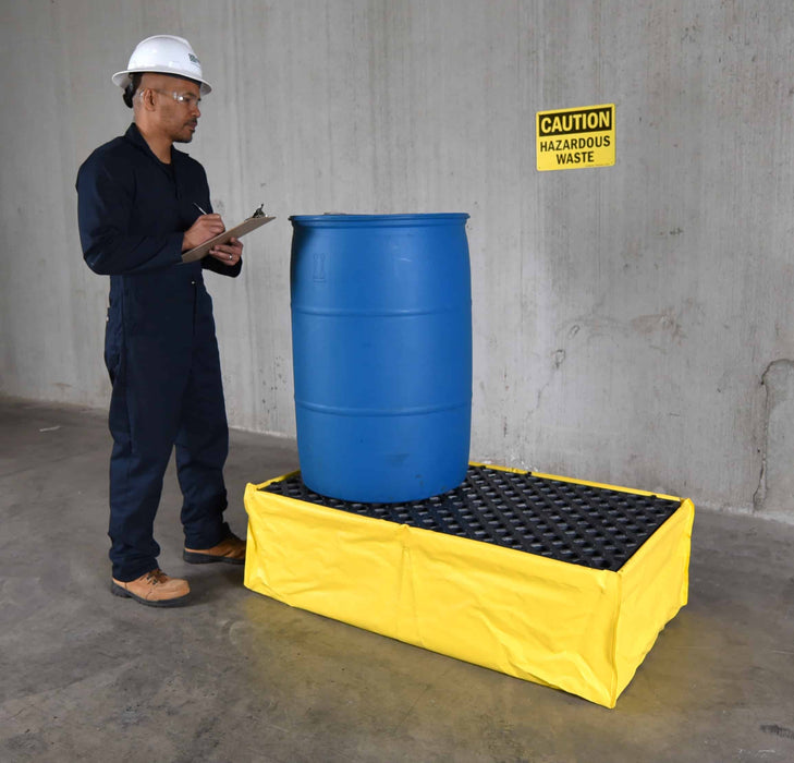 Spill Pallet P2, Flexible Model, With Drain, Yellow Part #1345