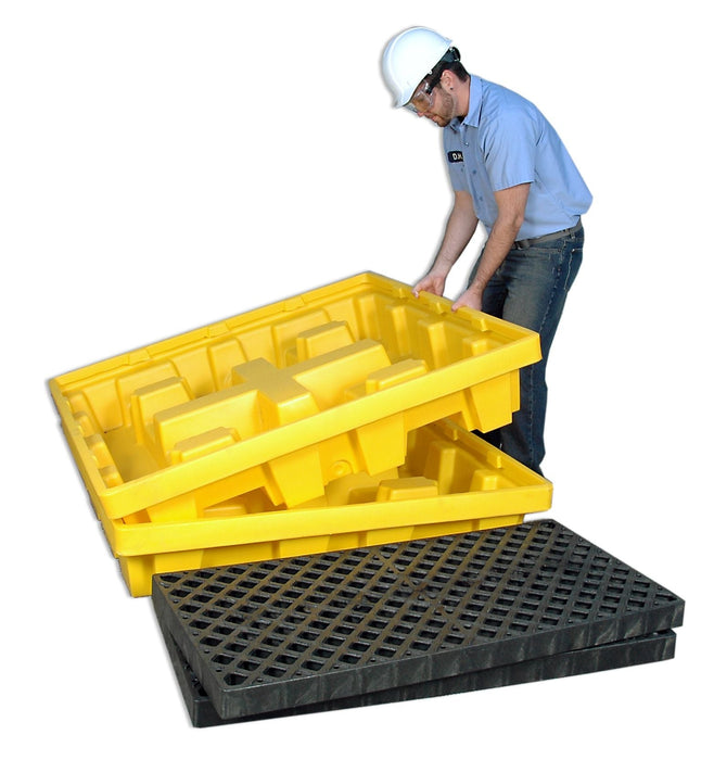 Spill Pallet P4, Nestable Model, With Drain, Yellow Part #1231
