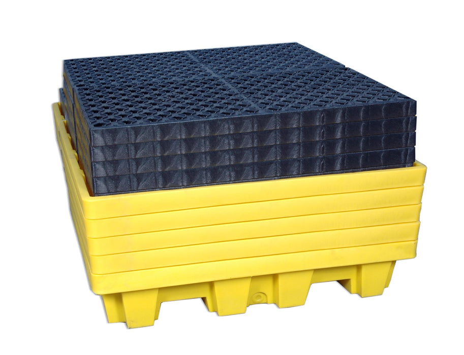 Spill Pallet P4, Nestable Model, With Drain, Yellow Part #1231